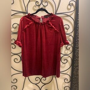 Gibsonlook red velvet blouse. Size large.